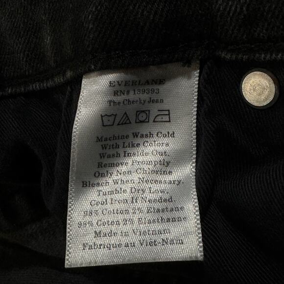 Everlane SZ 26 Crop Cheeky Jeans Hi-Rise Zip-Fly Pockets Whisker Gray/Black Wash - Picture 7 of 8